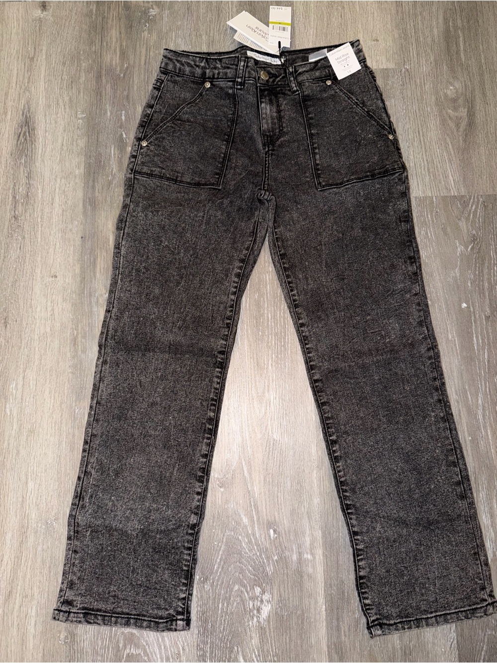 Calvin Klein Jeans Girls Straight Leg Black Washed Denim